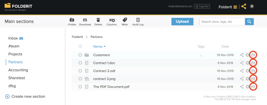 Download files and folders - Document Management System Folderit