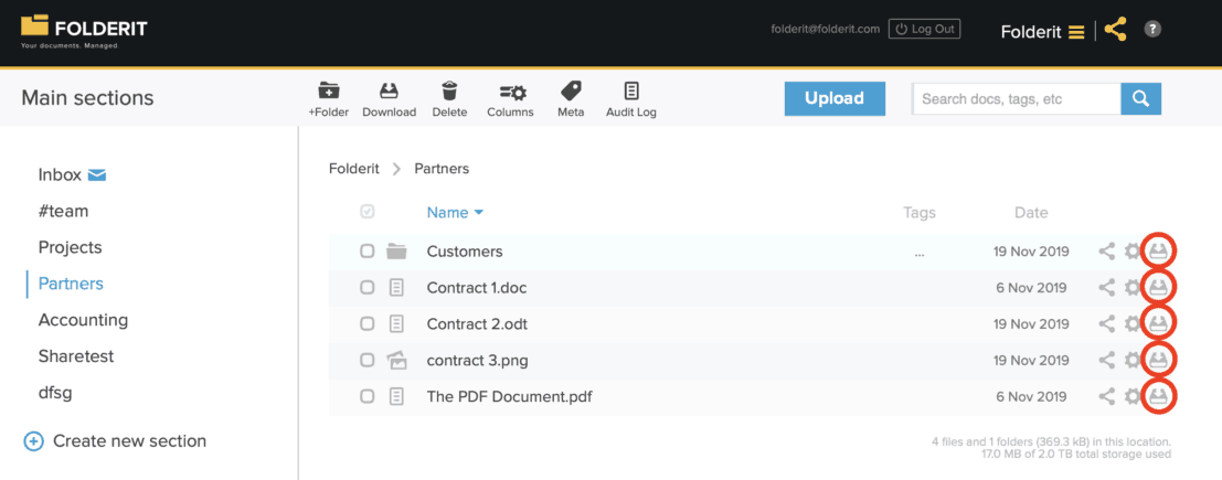 Download files and folders - Document Management System Folderit
