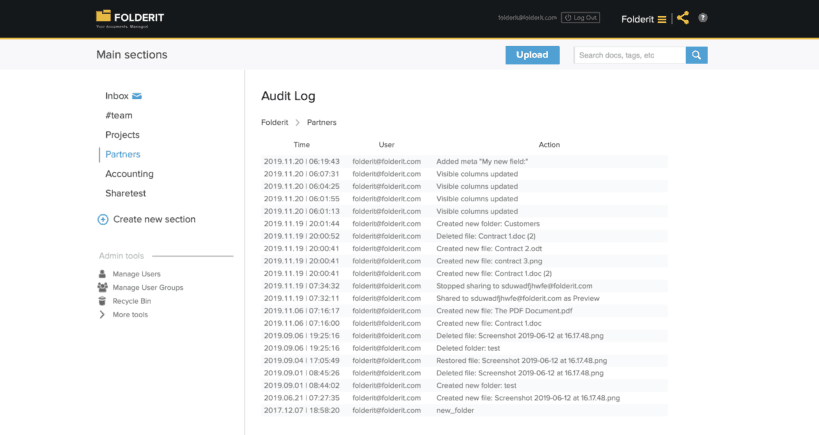 Audit Log on Folder Level - Document Management System Folderit