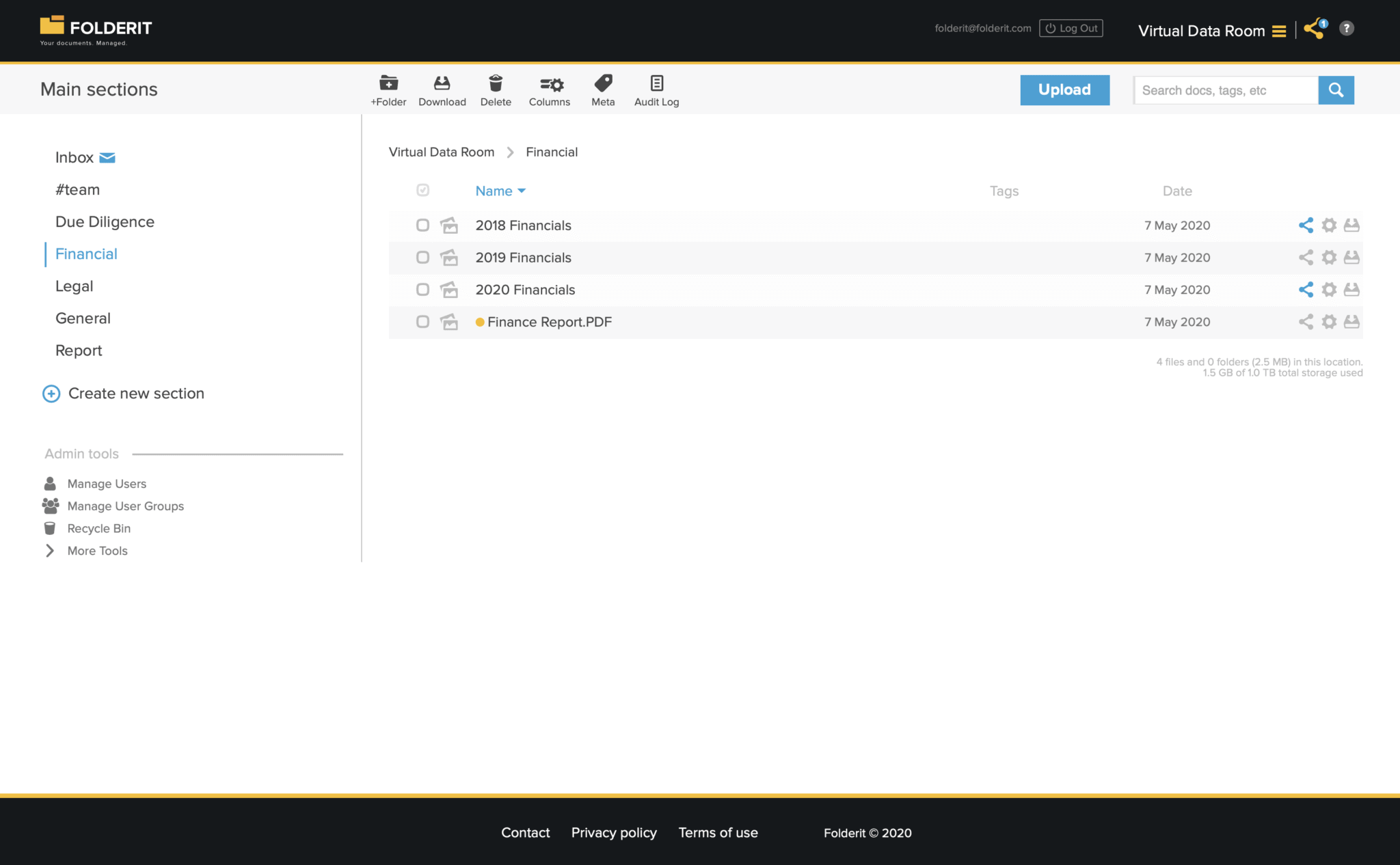 Virtual Data Room Software - Document Management System Folderit