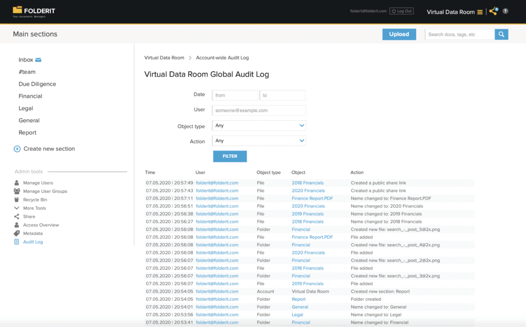 Virtual Data Room Software - Document Management System Folderit