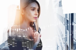 Concentrated businesswoman looking