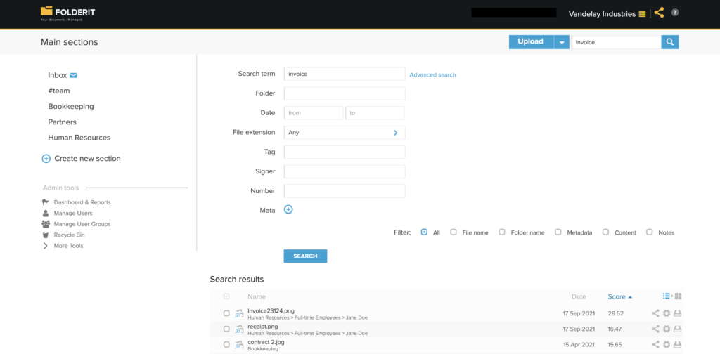 Searching - Document Management System Folderit