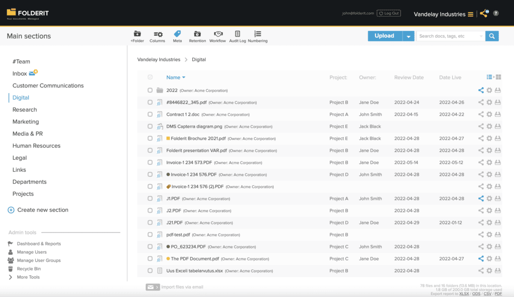 Best Cloud Storage for Business Documents Document Management System Folderit