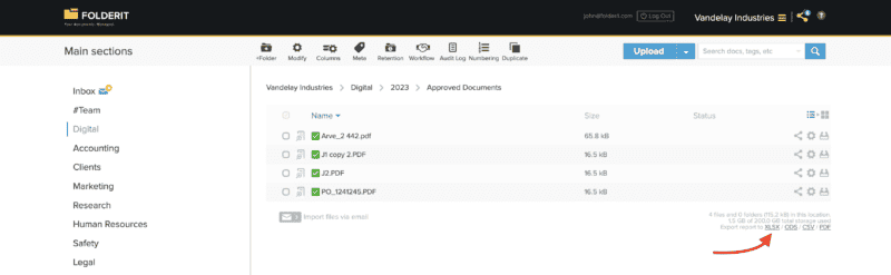 Folder Content Report - Document Management System Folderit