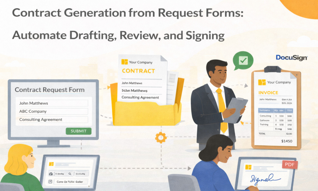 Contract Generation from Request Forms: Automate Drafting, Review, and Signing