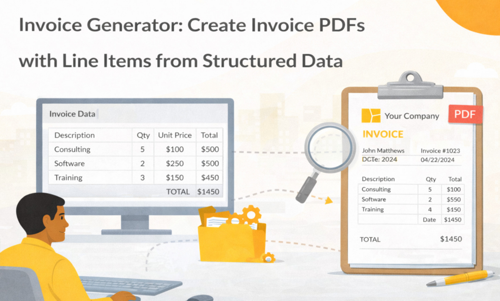 Invoice Generator - Create Invoice PDFs with Line Items from Structured Data