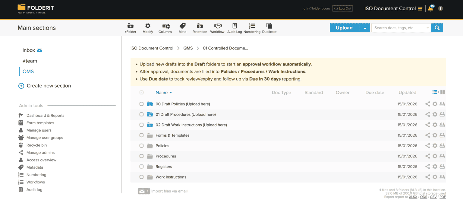 Iso Software Platform ISO Document Control Software | Folderit DMS